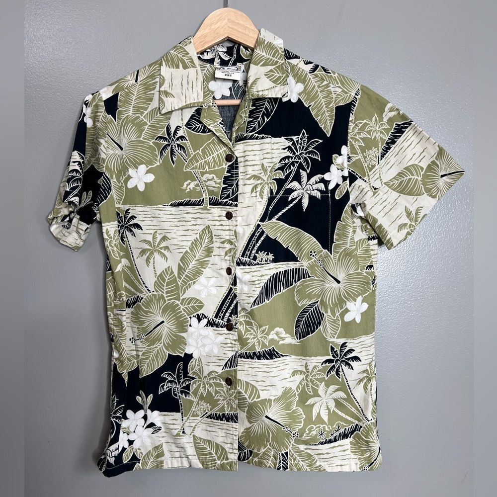 Go‎ Barefoot Hawaiian button up shirt size xxs unisex island resort vacation